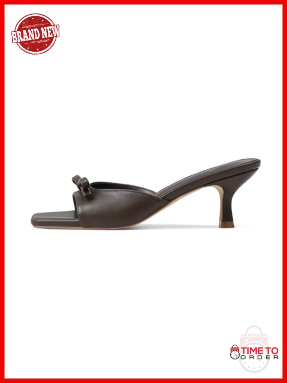 Kitten Heel Open Toe Mules with Bow Slip On Heeled Sandals